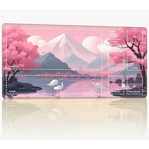 Playmat with Zones for MTG Magic The Gathering, 61.0 cmx35.6 cm Stitched TCG Trading Card Play Mat Commmander Board Game Mats Smooth Rubber Surface Battle Game Desk Mat, Mount Fuji White Crane Playmat with Zones for MTG Magic The Gathering, 61.0 cmx35.6 cm Stitched TCG Trading Card Play Mat Commmander Board Game Mats Smooth Rubber Surface Battle Game Desk Mat, Mount Fuji White Crane von BWEGRHE