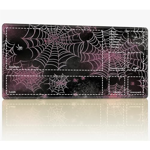 Playmat with Zones for MTG Magic The Gathering, 61.0 cmx35.6 cm Stitched TCG Trading Card Play Mat Commmander Board Game Mats Smooth Rubber Surface Battle Game Desk Mat, Pink Spider Web Playmat with Zones for MTG Magic The Gathering, 61.0 cmx35.6 cm Stitched TCG Trading Card Play Mat Commmander Board Game Mats Smooth Rubber Surface Battle Game Desk Mat, Pink Spider Web von BWEGRHE