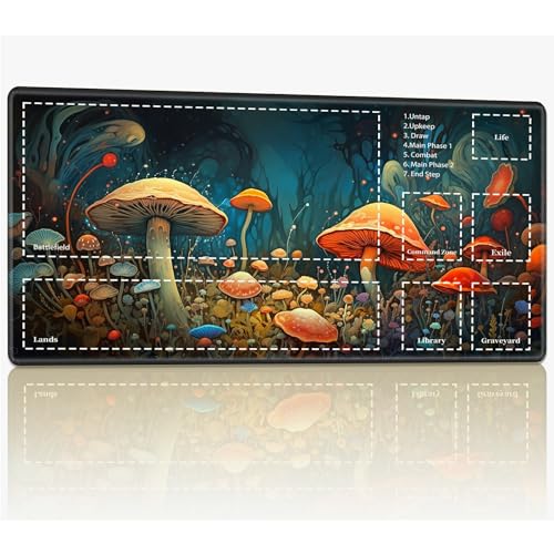 Playmat with Zones for MTG Magic The Gathering, 61.0 cmx35.6 cm Stitched TCG Trading Card Play Mat Commmander Board Game Mats Smooth Rubber Surface Battle Game Desk Mat, Psychedelic Mushroom Playmat with Zones for MTG Magic The Gathering, 61.0 cmx35.6 cm Stitched TCG Trading Card Play Mat Commmander Board Game Mats Smooth Rubber Surface Battle Game Desk Mat, Psychedelic Mushroom von BWEGRHE
