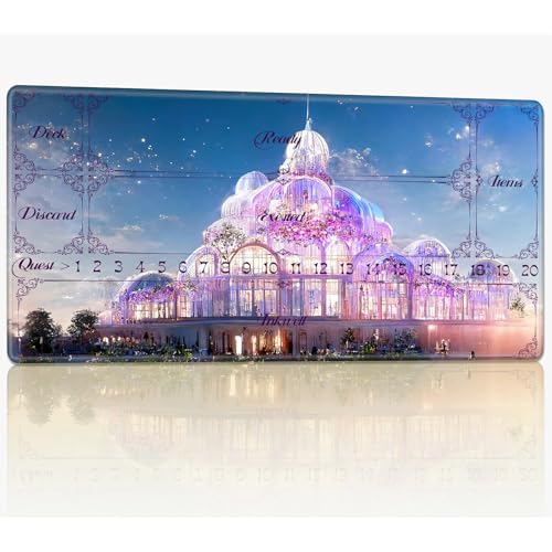 Playmat with Zones for MTG Magic The Gathering, 61.0 cmx35.6 cm Stitched TCG Trading Card Play Mat Commmander Board Game Mats Smooth Rubber Surface Battle Game Desk Mat, Purple Castle von BWEGRHE