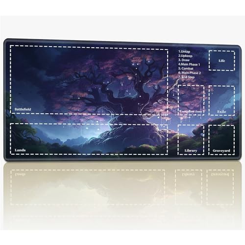 Playmat with Zones for MTG Magic The Gathering, 61.0 cmx35.6 cm Stitched TCG Trading Card Play Mat Commmander Board Game Mats Smooth Rubber Surface Battle Game Desk Mat, Purple Glitter Tree Playmat with Zones for MTG Magic The Gathering, 61.0 cmx35.6 cm Stitched TCG Trading Card Play Mat Commmander Board Game Mats Smooth Rubber Surface Battle Game Desk Mat, Purple Glitter Tree von BWEGRHE