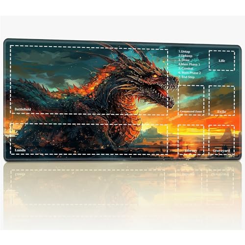 Playmat with Zones for MTG Magic The Gathering, 61.0 cmx35.6 cm Stitched TCG Trading Card Play Mat Commmander Board Game Mats Smooth Rubber Surface Battle Game Desk Mat, Riesiger Fire Dragon Playmat with Zones for MTG Magic The Gathering, 61.0 cmx35.6 cm Stitched TCG Trading Card Play Mat Commmander Board Game Mats Smooth Rubber Surface Battle Game Desk Mat, Riesiger Fire Dragon von BWEGRHE