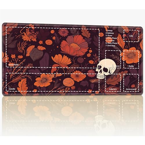 Playmat with Zones for MTG Magic The Gathering, 61.0 cmx35.6 cm Stitched TCG Trading Card Play Mat Commmander Board Game Mats Smooth Rubber Surface Battle Game Desk Mat, Skeleton Flowers Playmat with Zones for MTG Magic The Gathering, 61.0 cmx35.6 cm Stitched TCG Trading Card Play Mat Commmander Board Game Mats Smooth Rubber Surface Battle Game Desk Mat, Skeleton Flowers von BWEGRHE