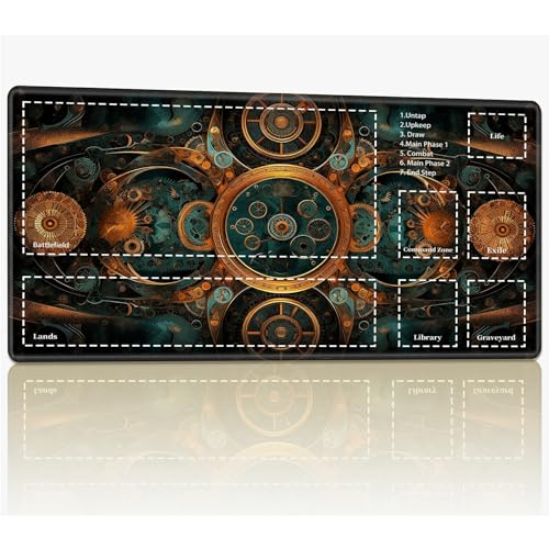 Playmat with Zones for MTG Magic The Gathering, 61.0 cmx35.6 cm Stitched TCG Trading Card Play Mat Commmander Board Game Mats Smooth Rubber Surface Battle Game Desk Mat, Steampunk Fantasy Gothic Playmat with Zones for MTG Magic The Gathering, 61.0 cmx35.6 cm Stitched TCG Trading Card Play Mat Commmander Board Game Mats Smooth Rubber Surface Battle Game Desk Mat, Steampunk Fantasy Gothic von BWEGRHE