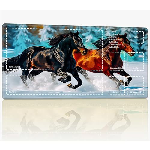 Playmat with Zones for MTG Magic The Gathering, 61.0 cmx35.6 cm Stitched TCG Trading Card Play Mat Commmander Board Game Mats Smooth Rubber Surface Battle Game Desk Mat, Steed Horse Playmat with Zones for MTG Magic The Gathering, 61.0 cmx35.6 cm Stitched TCG Trading Card Play Mat Commmander Board Game Mats Smooth Rubber Surface Battle Game Desk Mat, Steed Horse von BWEGRHE