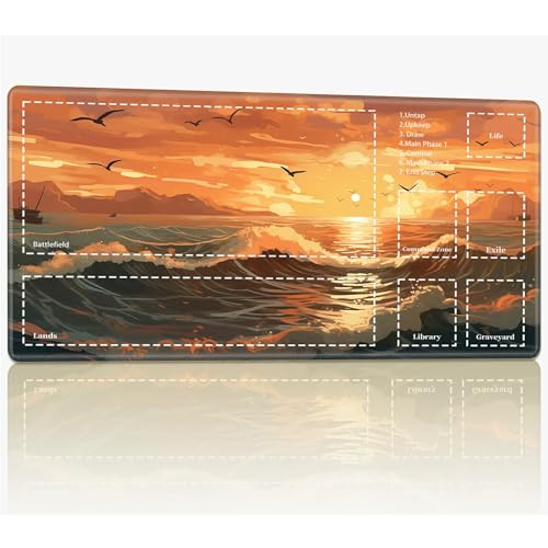 Playmat with Zones for MTG Magic The Gathering, 61.0 cmx35.6 cm Stitched TCG Trading Card Play Mat Commmander Board Game Mats Smooth Rubber Surface Battle Game Desk Mat, Sunset Sea Playmat with Zones for MTG Magic The Gathering, 61.0 cmx35.6 cm Stitched TCG Trading Card Play Mat Commmander Board Game Mats Smooth Rubber Surface Battle Game Desk Mat, Sunset Sea von BWEGRHE