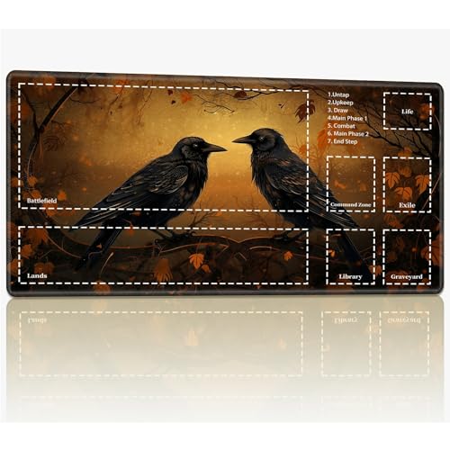 Playmat with Zones for MTG Magic The Gathering, 61.0 cmx35.6 cm Stitched TCG Trading Card Play Mat Commmander Board Game Mats Smooth Rubber Surface Battle Game Desk Mat, Two Crows Playmat with Zones for MTG Magic The Gathering, 61.0 cmx35.6 cm Stitched TCG Trading Card Play Mat Commmander Board Game Mats Smooth Rubber Surface Battle Game Desk Mat, Two Crows von BWEGRHE