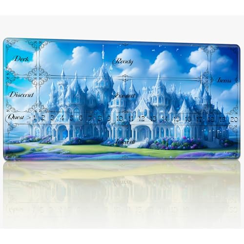 Playmat with Zones for MTG Magic The Gathering, 61.0 cmx35.6 cm Stitched TCG Trading Card Play Mat Commmander Board Game Mats Smooth Rubber Surface Battle Game Desk Mat, White Castle Playmat with Zones for MTG Magic The Gathering, 61.0 cmx35.6 cm Stitched TCG Trading Card Play Mat Commmander Board Game Mats Smooth Rubber Surface Battle Game Desk Mat, White Castle von BWEGRHE