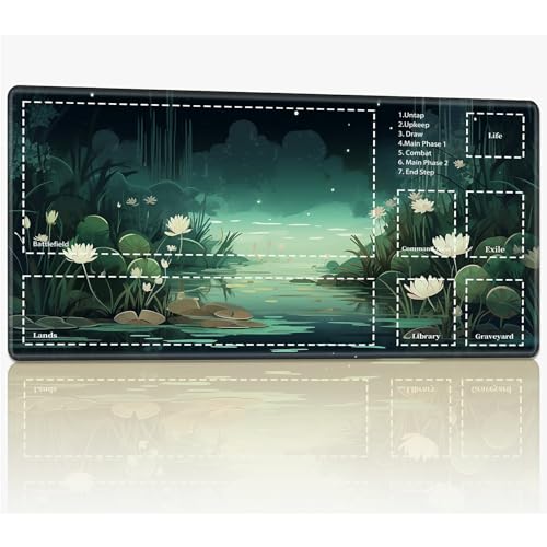 Playmat with Zones for MTG Magic The Gathering, 61.0 cmx35.6 cm Stitched TCG Trading Card Play Mat Commmander Board Game Mats Smooth Rubber Surface Battle Game Desk Mat, White Lotus Lake Playmat with Zones for MTG Magic The Gathering, 61.0 cmx35.6 cm Stitched TCG Trading Card Play Mat Commmander Board Game Mats Smooth Rubber Surface Battle Game Desk Mat, White Lotus Lake von BWEGRHE