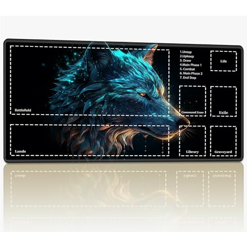 Playmat with Zones for MTG Magic The Gathering, 61.0 cmx35.6 cm Stitched TCG Trading Card Play Mat Commmander Board Game Mats Smooth Rubber Surface Battle Game Desk Mat, Wolf Playmat with Zones for MTG Magic The Gathering, 61.0 cmx35.6 cm Stitched TCG Trading Card Play Mat Commmander Board Game Mats Smooth Rubber Surface Battle Game Desk Mat, Wolf von BWEGRHE