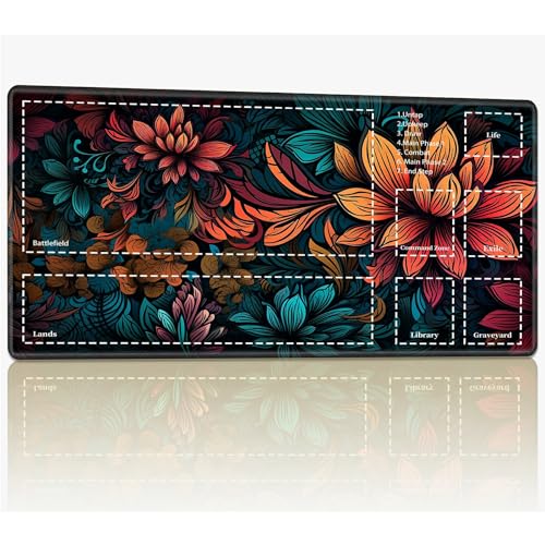 Playmat with Zones for MTG Magic The Gathering, 61.0 x 35.6 cm Stitched TCG Trading Card Play Mat Commander, Board Game Mats Smooth Rubber Surface Battle Game Desk Mat, Colorful Flowers Playmat with Zones for MTG Magic The Gathering, 61.0 x 35.6 cm Stitched TCG Trading Card Play Mat Commander, Board Game Mats Smooth Rubber Surface Battle Game Desk Mat, Colorful Flowers von BWEGRHE