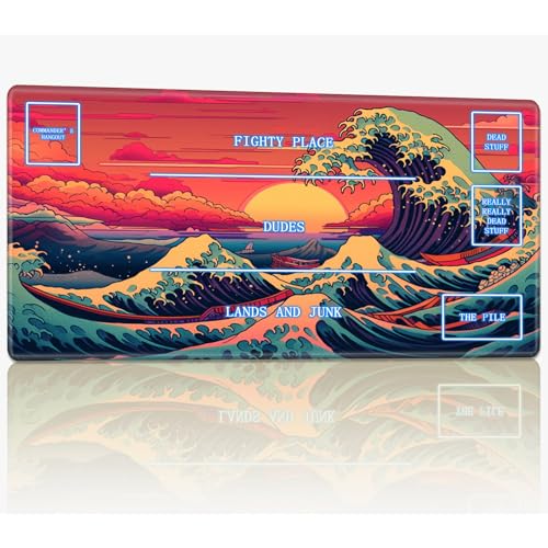 Spielmatte mit Magic Zone für MTG Sammelkartenspiel, 61 x 35,6 cm, genähte TCG-Kartenspielmatte, Commander, Brettspiel-Matten, glatte Gummi-Oberfläche, Kampfspiel, Schreibtischmatte, Sonnenuntergang, Spielmatte mit Magic Zone für MTG Sammelkartenspiel, 61 x 35,6 cm, genähte TCG-Kartenspielmatte, Commander, Brettspiel-Matten, glatte Gummi-Oberfläche, Kampfspiel, Schreibtischmatte, Sonnenuntergang, von BWEGRHE