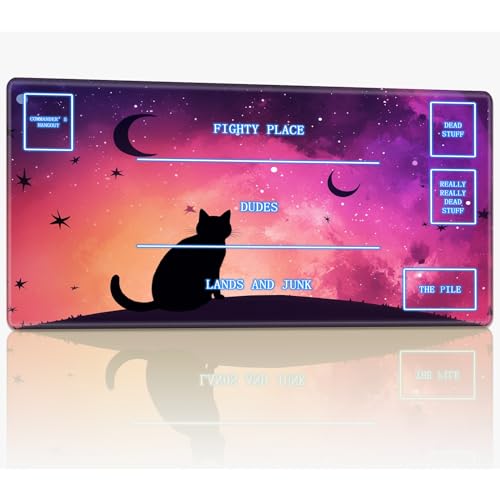 Spielmatte mit Magic Zone für MTG Sammelkartenspiel, 61 x 35,6 cm, genähte TCG-Kartenspielmatte, Commander, Brettspiel-Matten, glatte Gummi-Oberfläche, Kampfspiel, Schreibtischmatte, Katze, violetter Spielmatte mit Magic Zone für MTG Sammelkartenspiel, 61 x 35,6 cm, genähte TCG-Kartenspielmatte, Commander, Brettspiel-Matten, glatte Gummi-Oberfläche, Kampfspiel, Schreibtischmatte, Katze, violetter von BWEGRHE