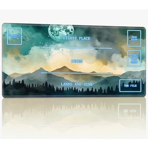 Spielmatte mit Magic Zone für MTG Sammelkartenspiel, 61 x 35,6 cm, genähte TCG-Kartenspielmatte, Commander, Brettspiel-Matten, glatte Gummi-Oberfläche, Kampfspiel, Schreibtischmatte, Nebelwald Spielmatte mit Magic Zone für MTG Sammelkartenspiel, 61 x 35,6 cm, genähte TCG-Kartenspielmatte, Commander, Brettspiel-Matten, glatte Gummi-Oberfläche, Kampfspiel, Schreibtischmatte, Nebelwald von BWEGRHE