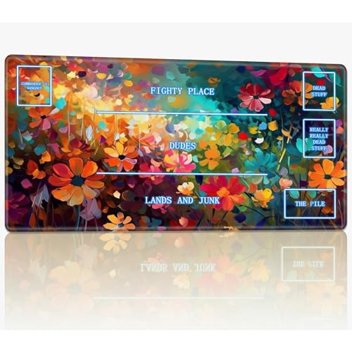 Spielmatte mit Magic Zone für MTG Sammelkartenspiel, 61 x 35,6 cm, genähte TCG-Kartenspielmatte, Commander, Brettspiel-Matten, glatte Gummi-Oberfläche, Kampfspiel, Schreibtischmatte, Ölgemälde, Blumen Spielmatte mit Magic Zone für MTG Sammelkartenspiel, 61 x 35,6 cm, genähte TCG-Kartenspielmatte, Commander, Brettspiel-Matten, glatte Gummi-Oberfläche, Kampfspiel, Schreibtischmatte, Ölgemälde, Blumen von BWEGRHE