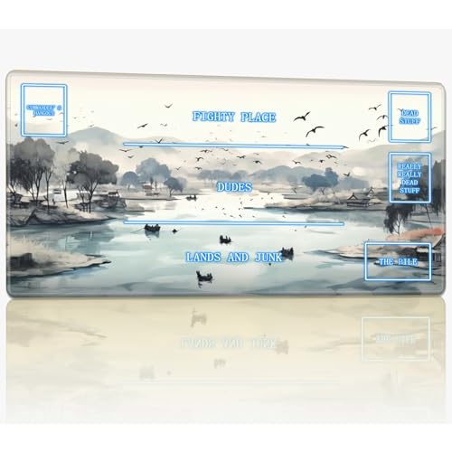 Spielmatte mit Magic Zone für MTG-Sammelkartenspiel, 61 x 35,6 cm, genähte TCG-Kartenspielmatte, Commander, Brettspiel-Matten, glatte Gummi-Oberfläche, Kampfspiel, Schreibtischmatte, chinesische Spielmatte mit Magic Zone für MTG-Sammelkartenspiel, 61 x 35,6 cm, genähte TCG-Kartenspielmatte, Commander, Brettspiel-Matten, glatte Gummi-Oberfläche, Kampfspiel, Schreibtischmatte, chinesische von BWEGRHE