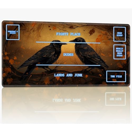 Spielmatte mit Magic Zone für MTG Sammelkartenspiel, 61 x 35,6 cm, genähte TCG-Kartenspielmatte, Commander, Brettspiel-Matten, glatte Gummi-Oberfläche, Kampfspiel, Schreibtischmatte, zwei Krähen Spielmatte mit Magic Zone für MTG Sammelkartenspiel, 61 x 35,6 cm, genähte TCG-Kartenspielmatte, Commander, Brettspiel-Matten, glatte Gummi-Oberfläche, Kampfspiel, Schreibtischmatte, zwei Krähen von BWEGRHE