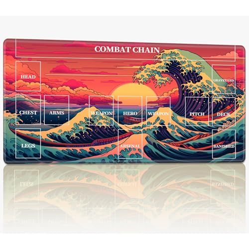 Spielmatte mit Zonen für CCG MTG Sammelkartenspiel, 61 x 35,6 cm, genähte TCG-Karten-Spielmatte, Commander, Brettspiel-Matten, glatte Gummi-Oberfläche, Kampfspiel, Schreibtischmatte, Sonnenuntergang, Spielmatte mit Zonen für CCG MTG Sammelkartenspiel, 61 x 35,6 cm, genähte TCG-Karten-Spielmatte, Commander, Brettspiel-Matten, glatte Gummi-Oberfläche, Kampfspiel, Schreibtischmatte, Sonnenuntergang, von BWEGRHE