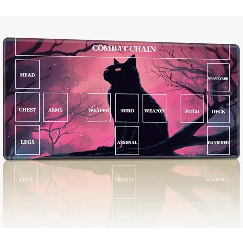 Spielmatte mit Zonen für CCG MTG Sammelkartenspiel, 61 x 35,6 cm, genähte TCG-Kartenspielmatte, Commander, Brettspiel-Matten, glatte Gummi-Oberfläche, Kampfspiel, Schreibtischmatte, Katze in rosa Spielmatte mit Zonen für CCG MTG Sammelkartenspiel, 61 x 35,6 cm, genähte TCG-Kartenspielmatte, Commander, Brettspiel-Matten, glatte Gummi-Oberfläche, Kampfspiel, Schreibtischmatte, Katze in rosa von BWEGRHE