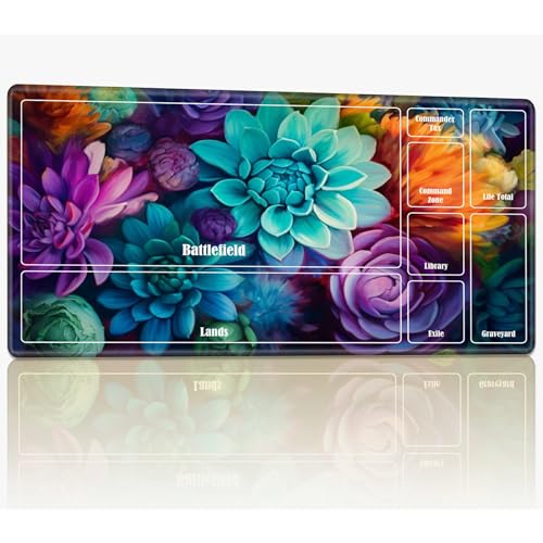 Spielmatte mit Zonen für MTG Magic The Gathering, 61 x 35,6 cm, genähte TCG-Karte, Spielmatte, Commander, Brettspiel-Matten, glatte Gummi-Oberfläche, Kampfspiel, Schreibtischmatte, bunte Blume Spielmatte mit Zonen für MTG Magic The Gathering, 61 x 35,6 cm, genähte TCG-Karte, Spielmatte, Commander, Brettspiel-Matten, glatte Gummi-Oberfläche, Kampfspiel, Schreibtischmatte, bunte Blume von BWEGRHE