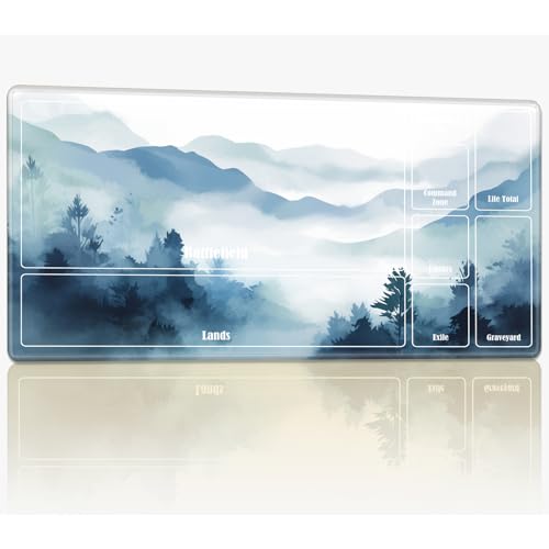Spielmatte mit Zonen für MTG Magic The Gathering, 61 x 35,6 cm, genähte TCG-Karten-Spielmatte, Commander, Brettspiel-Matten, glatte Gummi-Oberfläche, Kampfspiel, Schreibtischmatte, Aquarell-Landschaft Spielmatte mit Zonen für MTG Magic The Gathering, 61 x 35,6 cm, genähte TCG-Karten-Spielmatte, Commander, Brettspiel-Matten, glatte Gummi-Oberfläche, Kampfspiel, Schreibtischmatte, Aquarell-Landschaft von BWEGRHE