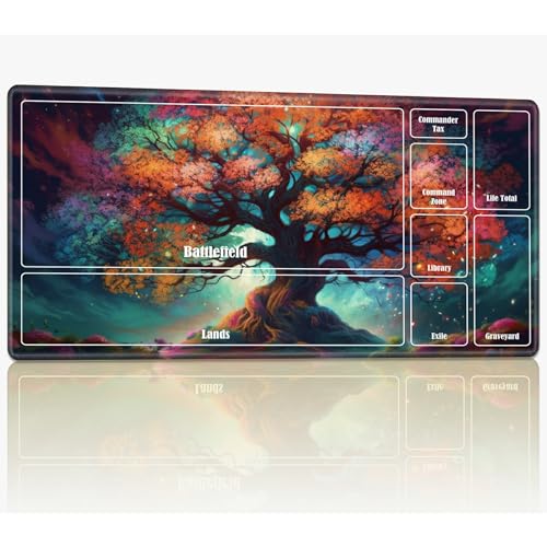 Spielmatte mit Zonen für MTG Magic The Gathering, 61 x 35,6 cm, genähte TCG-Karten-Spielmatte, Commander, Brettspiel-Matten, glatte Gummi-Oberfläche, Kampfspiel, Schreibtischmatte, Fantasiebaum Spielmatte mit Zonen für MTG Magic The Gathering, 61 x 35,6 cm, genähte TCG-Karten-Spielmatte, Commander, Brettspiel-Matten, glatte Gummi-Oberfläche, Kampfspiel, Schreibtischmatte, Fantasiebaum von BWEGRHE