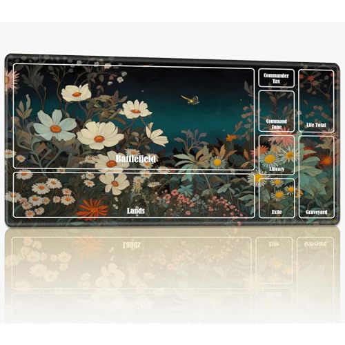 Spielmatte mit Zonen für MTG Magic The Gathering, 61 x 35,6 cm, genähte TCG-Karten-Spielmatte, Commander, Brettspiel-Matten, glatte Gummi-Oberfläche, Kampfspiel, Schreibtischmatte, Gartenblumen Spielmatte mit Zonen für MTG Magic The Gathering, 61 x 35,6 cm, genähte TCG-Karten-Spielmatte, Commander, Brettspiel-Matten, glatte Gummi-Oberfläche, Kampfspiel, Schreibtischmatte, Gartenblumen von BWEGRHE