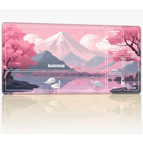Spielmatte mit Zonen für MTG Magic The Gathering, 61 x 35,6 cm, genähte TCG-Karten-Spielmatte, Commander, Brettspiel-Matten, glatte Gummi-Oberfläche, Kampfspiel, Schreibtischmatte, Mount Fuji White Spielmatte mit Zonen für MTG Magic The Gathering, 61 x 35,6 cm, genähte TCG-Karten-Spielmatte, Commander, Brettspiel-Matten, glatte Gummi-Oberfläche, Kampfspiel, Schreibtischmatte, Mount Fuji White von BWEGRHE