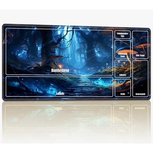 Spielmatte mit Zonen für MTG Magic The Gathering, 61 x 35,6 cm, genähte TCG-Karten-Spielmatte, Commander, Brettspiel-Matten, glatte Gummi-Oberfläche, Kampfspiel, Schreibtischmatte, Waldpilz Spielmatte mit Zonen für MTG Magic The Gathering, 61 x 35,6 cm, genähte TCG-Karten-Spielmatte, Commander, Brettspiel-Matten, glatte Gummi-Oberfläche, Kampfspiel, Schreibtischmatte, Waldpilz von BWEGRHE