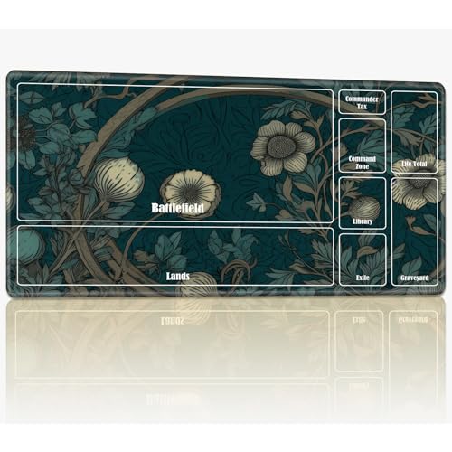 Spielmatte mit Zonen für MTG Magic The Gathering, 61 x 35,6 cm, genähte TCG-Karten-Spielmatte, Commander, Brettspiel-Matten, glatte Gummi-Oberfläche, Kampfspiel, Schreibtischmatte, blaue Blumen Spielmatte mit Zonen für MTG Magic The Gathering, 61 x 35,6 cm, genähte TCG-Karten-Spielmatte, Commander, Brettspiel-Matten, glatte Gummi-Oberfläche, Kampfspiel, Schreibtischmatte, blaue Blumen von BWEGRHE