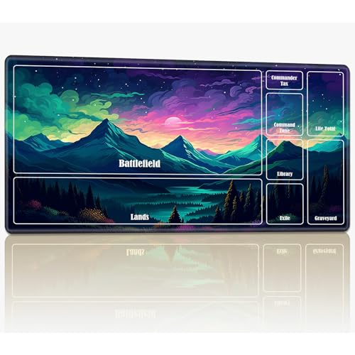Spielmatte mit Zonen für MTG Magic The Gathering, 61 x 35,6 cm, genähte TCG-Karten-Spielmatte, Commander, Brettspiel-Matten, glatte Gummi-Oberfläche, Kampfspiel, Schreibtischmatte, bunte Landschaft am Spielmatte mit Zonen für MTG Magic The Gathering, 61 x 35,6 cm, genähte TCG-Karten-Spielmatte, Commander, Brettspiel-Matten, glatte Gummi-Oberfläche, Kampfspiel, Schreibtischmatte, bunte Landschaft am von BWEGRHE