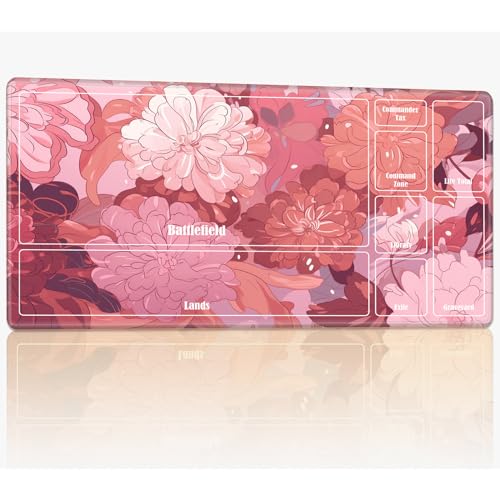 Spielmatte mit Zonen für MTG Magic The Gathering, 61 x 35,6 cm, genähte TCG-Karten-Spielmatte, Commander, Brettspiel-Matten, glatte Gummi-Oberfläche, Kampfspiel, Schreibtischmatte, rosa Pfingstrose Spielmatte mit Zonen für MTG Magic The Gathering, 61 x 35,6 cm, genähte TCG-Karten-Spielmatte, Commander, Brettspiel-Matten, glatte Gummi-Oberfläche, Kampfspiel, Schreibtischmatte, rosa Pfingstrose von BWEGRHE