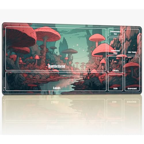 Spielmatte mit Zonen für MTG Magic The Gathering, 61 x 35,6 cm, genähte TCG-Karten-Spielmatte, Commander, Brettspiel-Matten, glatte Gummi-Oberfläche, Kampfspiel, Schreibtischmatte, rosa Pilz Spielmatte mit Zonen für MTG Magic The Gathering, 61 x 35,6 cm, genähte TCG-Karten-Spielmatte, Commander, Brettspiel-Matten, glatte Gummi-Oberfläche, Kampfspiel, Schreibtischmatte, rosa Pilz von BWEGRHE
