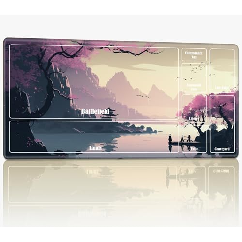 Spielmatte mit Zonen für MTG Magic The Gathering, 61 x 35,6 cm, genähte TCG-Karten-Spielmatte, Commander, Brettspiel-Matten, glatte Gummi-Oberfläche, Kampfspiel, Schreibtischmatte, rosa lila Baum Spielmatte mit Zonen für MTG Magic The Gathering, 61 x 35,6 cm, genähte TCG-Karten-Spielmatte, Commander, Brettspiel-Matten, glatte Gummi-Oberfläche, Kampfspiel, Schreibtischmatte, rosa lila Baum von BWEGRHE