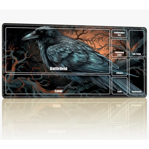 Spielmatte mit Zonen für MTG Magic The Gathering, 61 x 35,6 cm, genähte TCG-Karten-Spielmatte, Commander, Brettspiel-Matten, glatte Gummi-Oberfläche, Kampfspiel, Schreibtischmatte, schwarze Krähe Spielmatte mit Zonen für MTG Magic The Gathering, 61 x 35,6 cm, genähte TCG-Karten-Spielmatte, Commander, Brettspiel-Matten, glatte Gummi-Oberfläche, Kampfspiel, Schreibtischmatte, schwarze Krähe von BWEGRHE