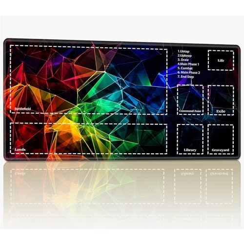 Spielmatte mit Zonen für MTG Magic The Gathering, 61 x 35,6 cm, genähte TCG-Sammelkarten-Spielmatte, Commander, Brettspiel-Matten, glatte Gummi-Oberfläche, Kampfspiel, Schreibtischmatte, abstrakt, von BWEGRHE
