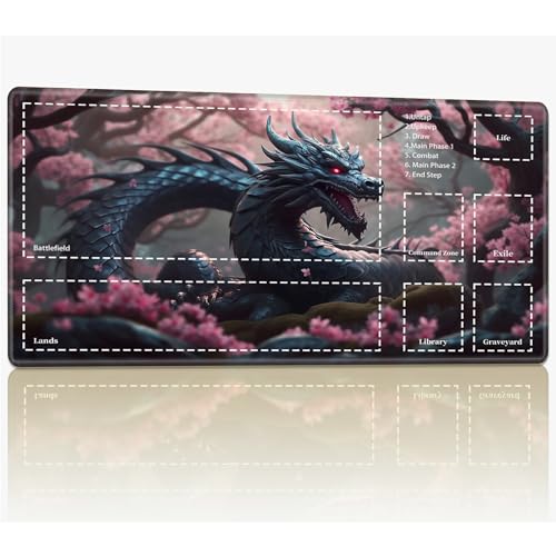 Spielmatte mit Zonen für MTG Magic The Gathering, 61 x 35,6 cm, genähte TCG-Sammelkartenspielmatte, Commander, Brettspiel-Matten, glatte Gummi-Oberfläche, Kampfspiel, Schreibtischmatte, Drache Spielmatte mit Zonen für MTG Magic The Gathering, 61 x 35,6 cm, genähte TCG-Sammelkartenspielmatte, Commander, Brettspiel-Matten, glatte Gummi-Oberfläche, Kampfspiel, Schreibtischmatte, Drache von BWEGRHE