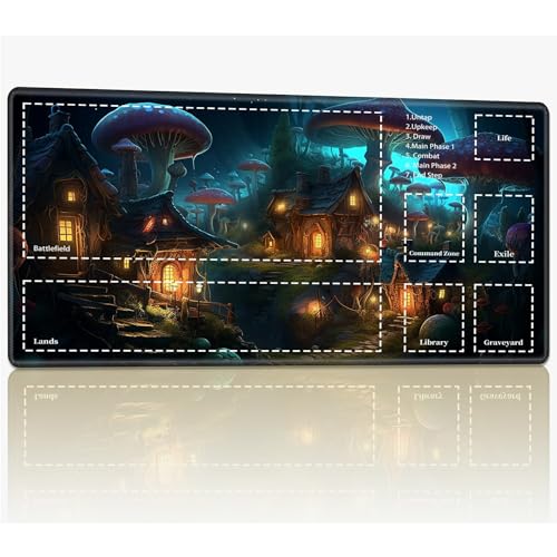 Spielmatte mit Zonen für MTG Magic The Gathering, 61 x 35,6 cm, genähte TCG-Sammelkartenspielmatte, Commander, Brettspiel-Matten, glatte Gummi-Oberfläche, Kampfspiel, Schreibtischmatte, riesiges von BWEGRHE