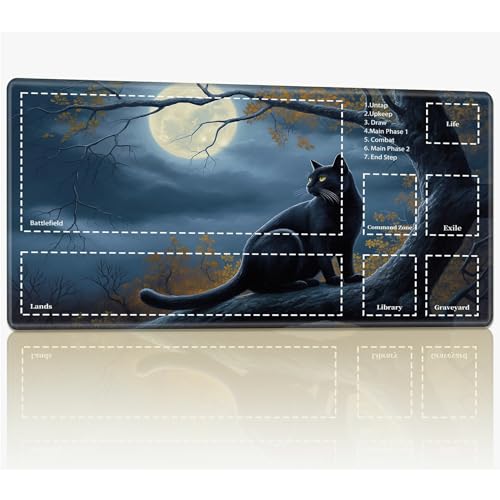 Spielmatte mit Zonen für MTG Magic The Gathering, 61 x 35,6 cm, genähte TCG-Sammelkartenspielmatte, Commander, Brettspiel-Matten, glatte Gummi-Oberfläche, Kampfspiel, Schreibtischmatte, schwarze Katze Spielmatte mit Zonen für MTG Magic The Gathering, 61 x 35,6 cm, genähte TCG-Sammelkartenspielmatte, Commander, Brettspiel-Matten, glatte Gummi-Oberfläche, Kampfspiel, Schreibtischmatte, schwarze Katze von BWEGRHE