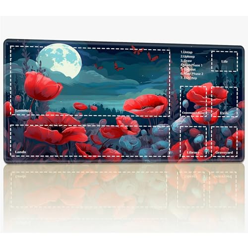Spielmatte mit Zonen für MTG Magic The Gathering, 61 x 35,6 cm, genähte TCG-Sammelkartenspielmatte, Commander, Brettspiel-Matten, glatte Gummi-Oberfläche, Kampfspiel, Schreibtischmatte, wilde von BWEGRHE