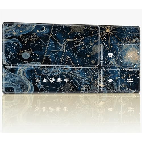Tabletop Card Playmat with Magic Zones, 61.0 cmx35.6 cm Stitched TCG Card Play Mat Commander, Board Game Mats Smooth Rubber Surface Battle Game Desk Mat, Cosmic Constellation von BWEGRHE