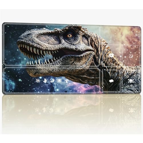 Tabletop Card Playmat with Magic Zones, 61.0 cmx35.6 cm Stitched TCG Card Play Mat Commander, Board Game Mats Smooth Rubber Surface Battle Game Desk Mat, Dinosaurier von BWEGRHE