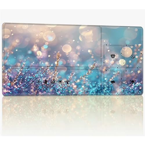 Tabletop Card Playmat with Magic Zones, 61.0 cmx35.6 cm Stitched TCG Card Play Mat Commander, Board Game Mats Smooth Rubber Surface Battle Game Desk Mat, Glitter von BWEGRHE