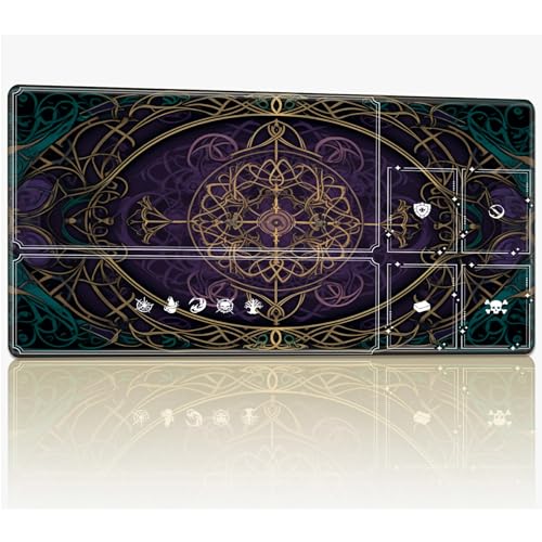 Tabletop Card Playmat with Magic Zones, 61.0 cmx35.6 cm Stitched TCG Card Play Mat Commander, Board Game Mats Smooth Rubber Surface Battle Game Desk Mat, Mandalas von BWEGRHE