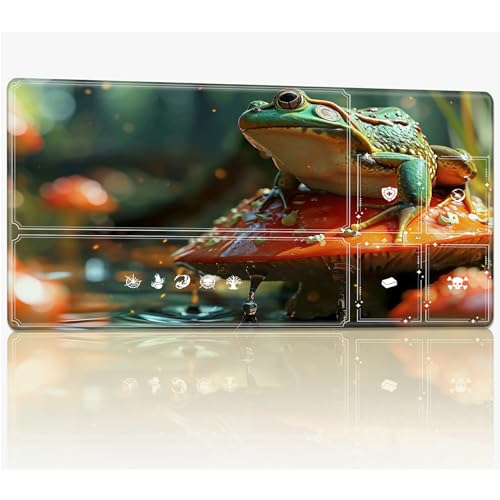 Tabletop Card Playmat with Magic Zones, 61.0 cmx35.6 cm Stitched TCG Card Play Mat Commander, Board Game Mats Smooth Rubber Surface Battle Game Desk Mat, Mushroom Frog von BWEGRHE