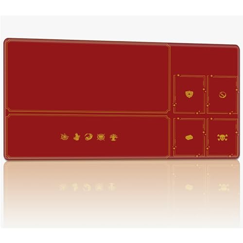 Tabletop Card Playmat with Magic Zones, 61.0 cmx35.6 cm Stitched TCG Card Play Mat Commander, Board Game Mats Smooth Rubber Surface Battle Game Desk Mat, Red von BWEGRHE