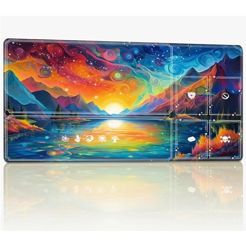 Tabletop Card Playmat with Magic Zones, 61.0 cmx35.6 cm Stitched TCG Card Play Mat Commander, Board Game Mats Smooth Rubber Surface Battle Game Desk Mat, Scenery von BWEGRHE