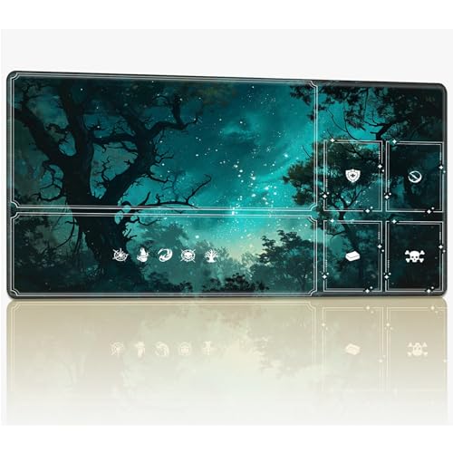 Tabletop Card Playmat with Magic Zones, 61.0 cmx35.6 cm Stitched TCG Card Play Mat Commander, Board Game Mats Smooth Rubber Surface Battle Game Desk Mat, Summer Night Sky von BWEGRHE