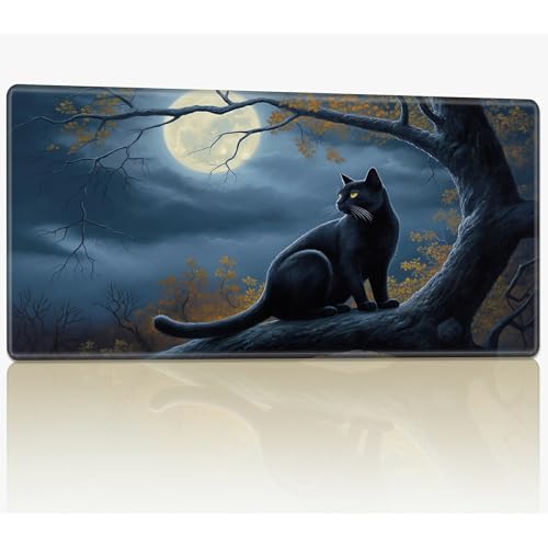 for MTG Playmat with Stitched Edges, 61.0 cmx35.6 cm Stitched TCG Card Play Mat Commander, Board Game Mats Smooth Rubber Surface Battle Game Desk Mat, Black Cat on Tree for MTG Playmat with Stitched Edges, 61.0 cmx35.6 cm Stitched TCG Card Play Mat Commander, Board Game Mats Smooth Rubber Surface Battle Game Desk Mat, Black Cat on Tree von BWEGRHE
