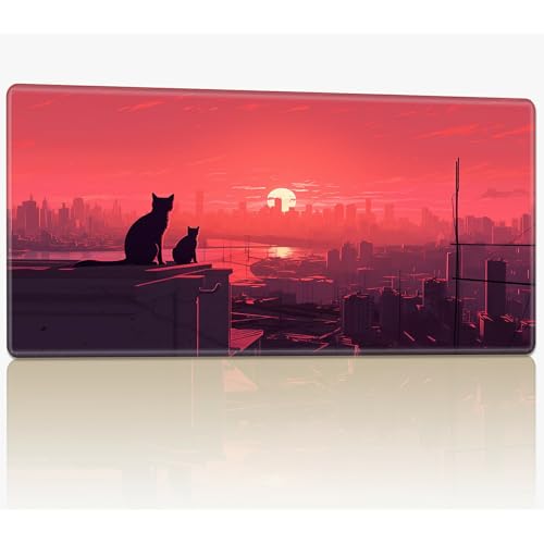 for MTG Playmat with Stitched Edges, 61.0 cmx35.6 cm Stitched TCG Card Play Mat Commander, Board Game Mats Smooth Rubber Surface Battle Game Desk Mat, Cats Watch Sunrise for MTG Playmat with Stitched Edges, 61.0 cmx35.6 cm Stitched TCG Card Play Mat Commander, Board Game Mats Smooth Rubber Surface Battle Game Desk Mat, Cats Watch Sunrise von BWEGRHE